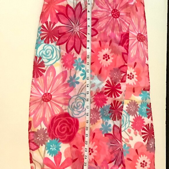 Greenbriar Intl. - Pink floral rectangular scarf, 64 inches x 13 inches - Picture 4 of 8